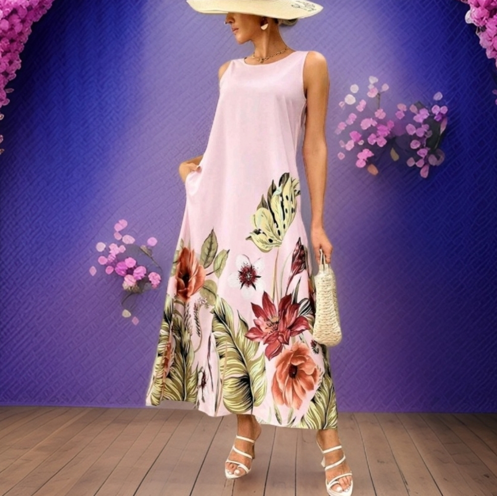 Floral Print POCKETS Tunic Dress ALL SIZES!!! NWT!